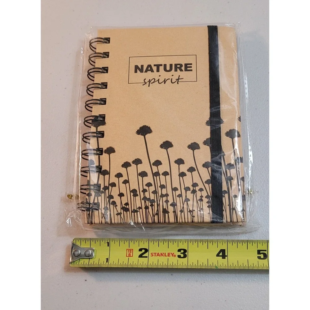 Ale-Hop Nature Spirit Spiral Notebook Tan Kraft Floral Small New Elastic Closure
